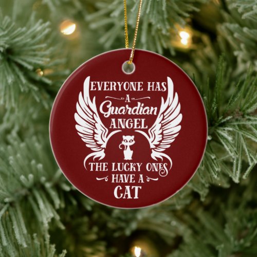 Cat  pet guardian angel ceramic ornament