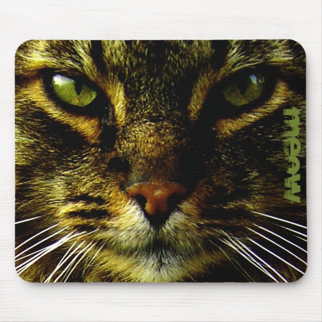 Cat Pet Hypnotizing Eyes Photo Custom Text Mouse Pad (Front)
