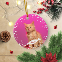 Cat Pet Keepsake Christmas Simple Photo Ceramic Ornament