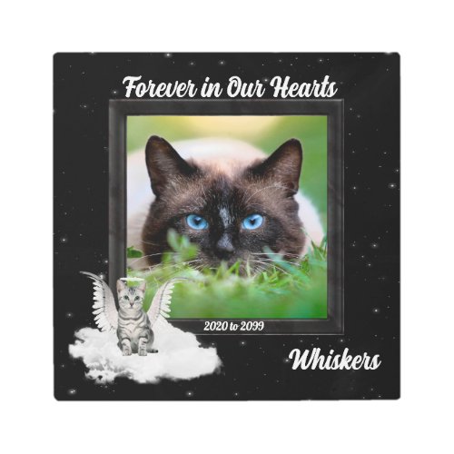 Cat Pet Memorial Angel Kitty with Name and Photo Metal Print