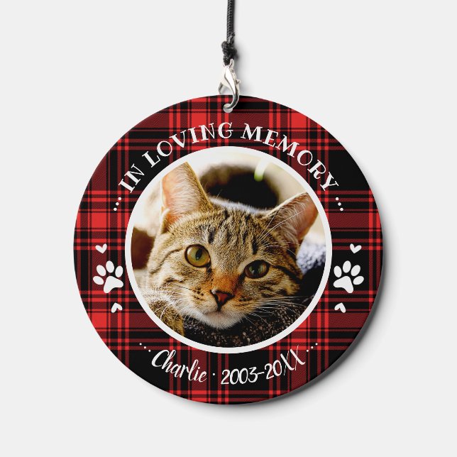 Cat Pet Memorial Custom Photo Adorable Wind Chime (Front)