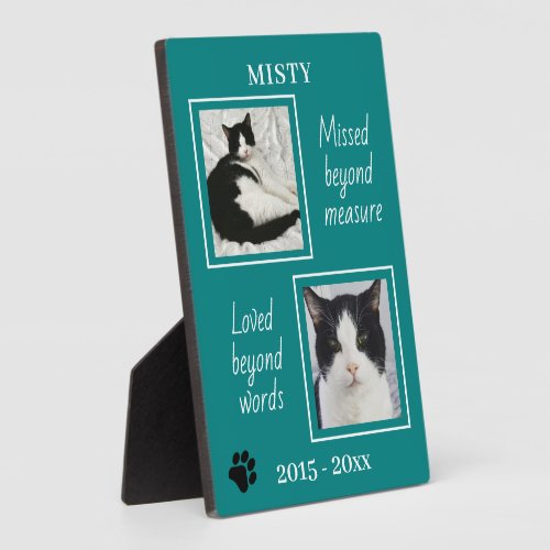 Cat Pet Memorial Missed Beyond Measure Photo Jade Plaque