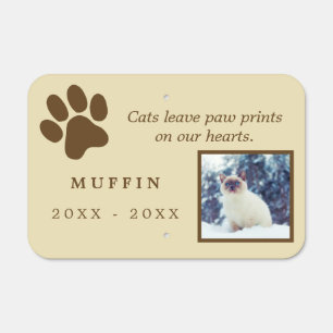 Cat Pet Memorial Photo and Text Outdoor Metal Sign