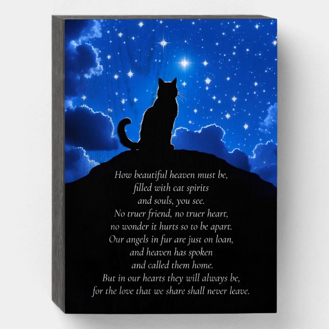 Cat Pet Memorial with Spiritual Poem Wooden Box Sign (Front Vertical)