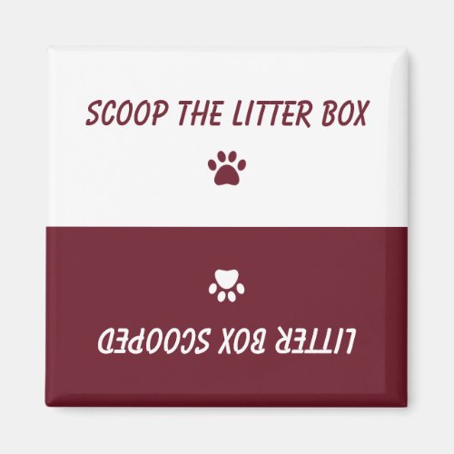 Cat Pet Paw Prints Reversible Litter Box Reminder Magnet