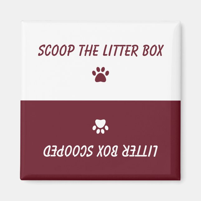 Cat Pet Paw Prints Reversible Litter Box Reminder Magnet (Front)
