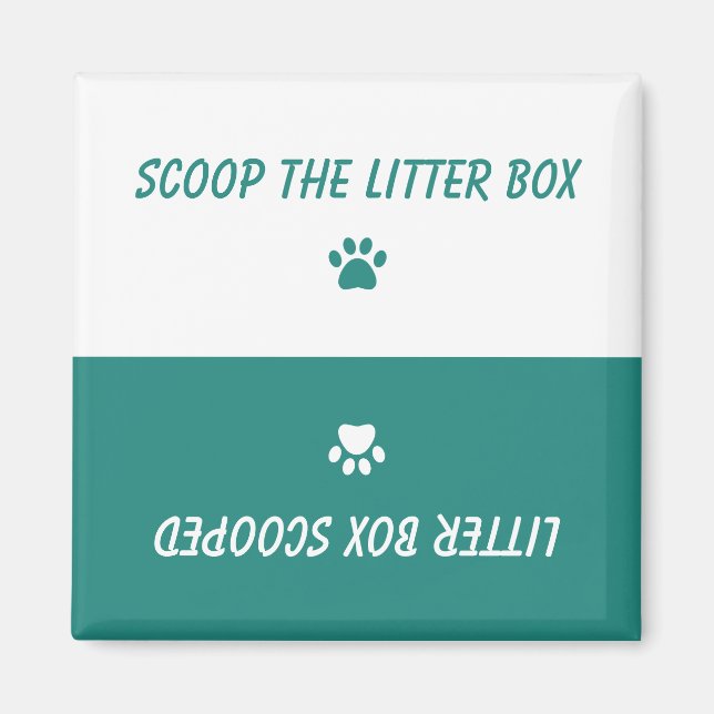 Cat Pet Paw Prints Simple Teal Green Reversible Magnet (Front)