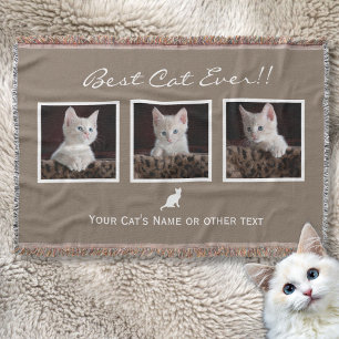 Cat Pet photo collage Best Cat Ever Instagram Throw Blanket