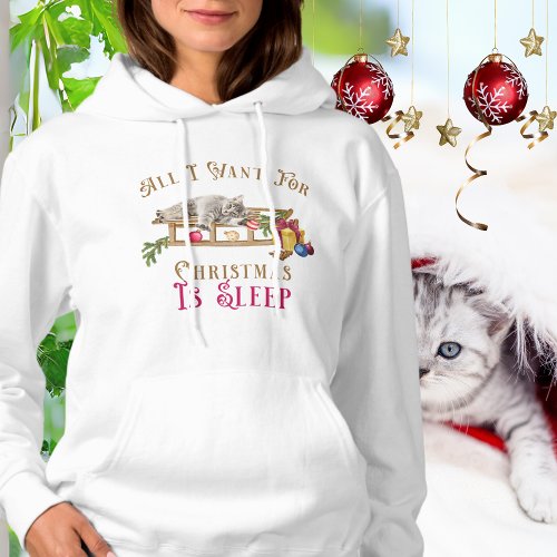 Cat Pets Watercolor Red Green Pink Funny Christmas Hoodie