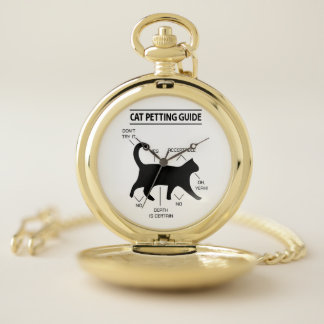 Cat Petting Guide Pocket Watch (Black Print)
