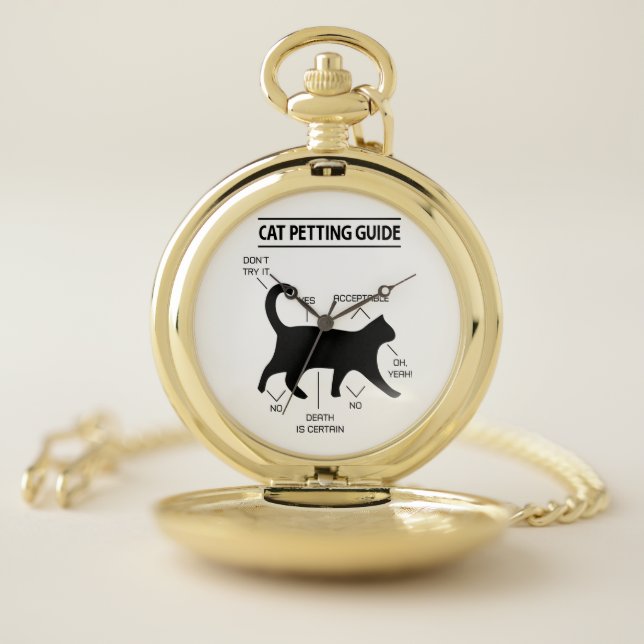 Cat Petting Guide Pocket Watch (Black Print) (Inside)