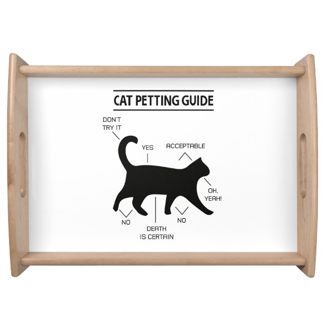 Cat Petting Guide Serving Tray (Black Print) (Front)