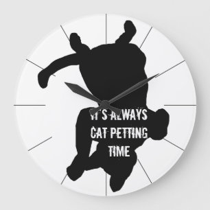 Cat Petting Time Pets Gifts Cats Kitties Kitty-cat Large Clock