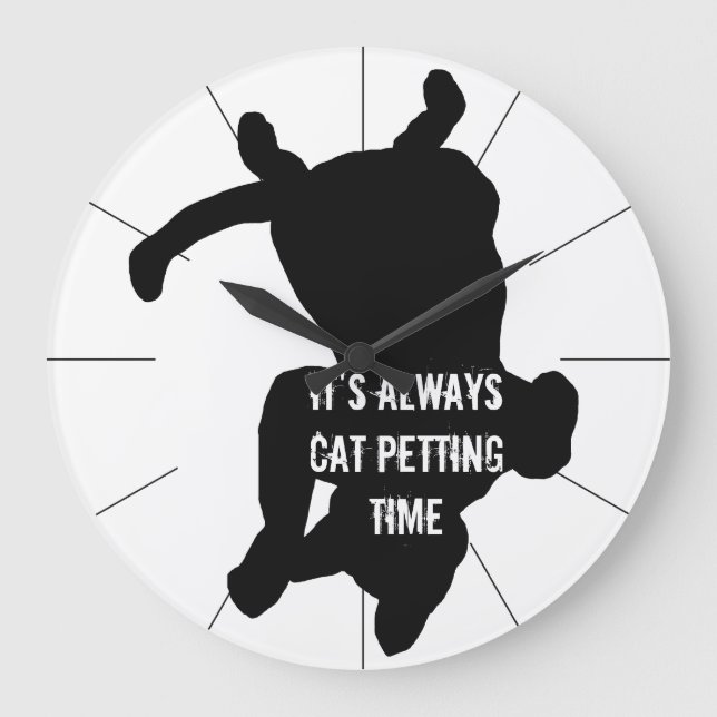 Cat Petting Time Pets Gifts Cats Kitties Kitty-cat Large Clock (Front)