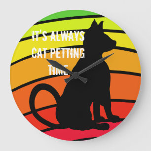 Cat Petting Time Rainbow Cats Pop Art CricketDiane Large Clock