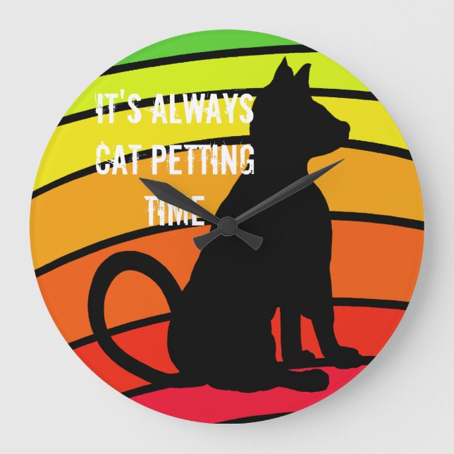 Cat Petting Time Rainbow Cats Pop Art CricketDiane Large Clock (Front)