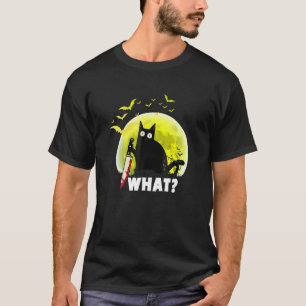 Cat Pew Madafaka Black Cat Moon Halloween Vintage T-Shirt
