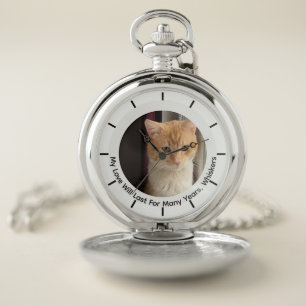 Cat Photo and Name, replaceable, Silver Pocket Watch