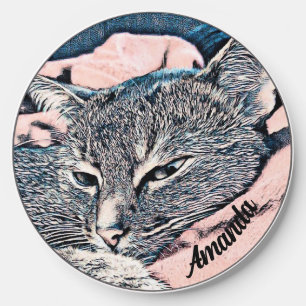 Cat photo, cat, Pets, funny cat, pastel background Wireless Charger
