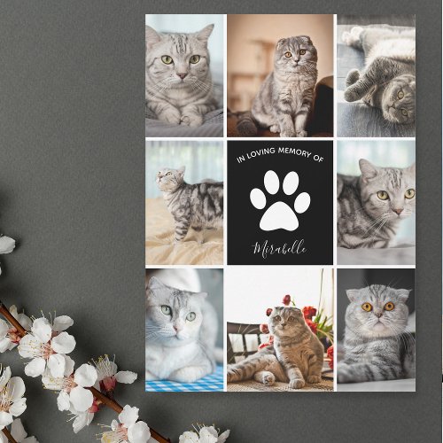 Cat Photo Collage In Loving Memory Custom Card