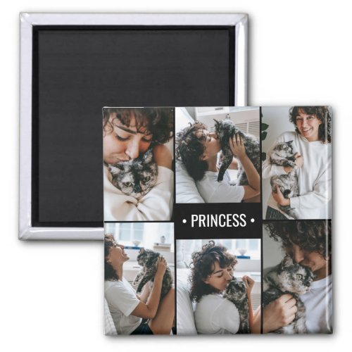 Cat Photo Collage Monogrammed Magnet