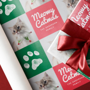 Cat Photo Cute Paw Christmas Wrapping Paper