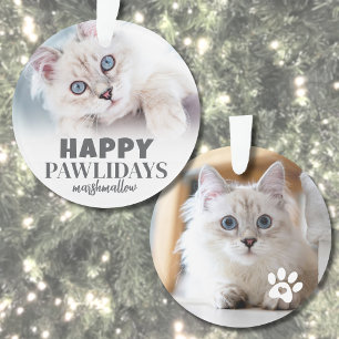 Cat Photo Happy Holidays Ornament
