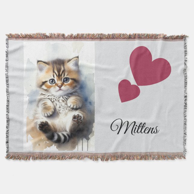 Cat Photo, Humor Quotes, Name, Throw Blanket (Front)