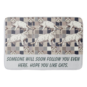 Cat photo humor text Bath Mat
