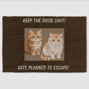 Cat Photo Humor Text Fiber Doormat