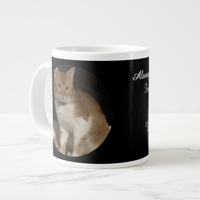 Cat Photo Memorial Name Text   Giant Coffee Mug (Front Left)