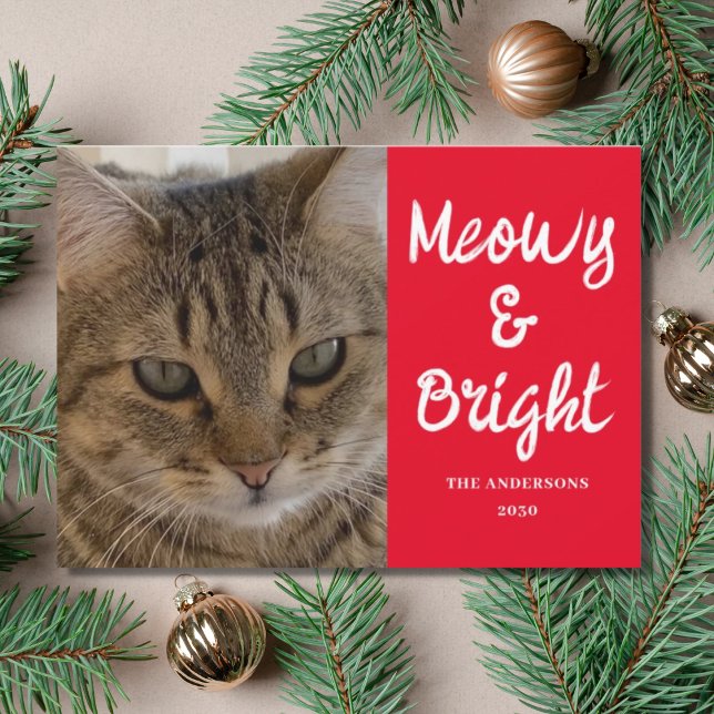 Cat Photo Meowy and Bright Christmas  Holiday Card (Creator Uploaded)