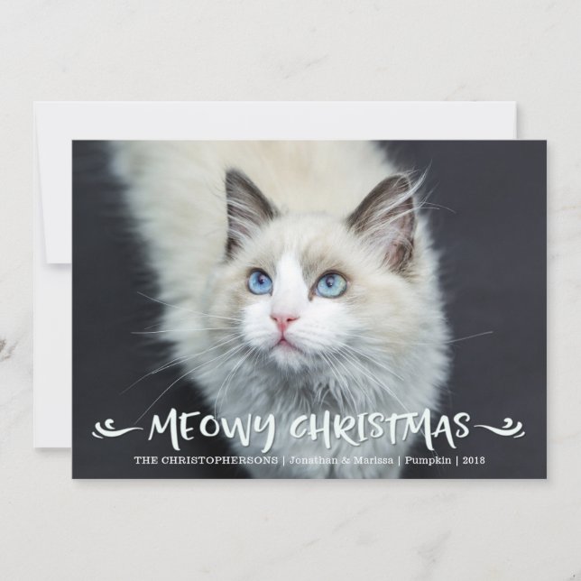 Cat Photo | Meowy Christmas Holiday Card (Front)