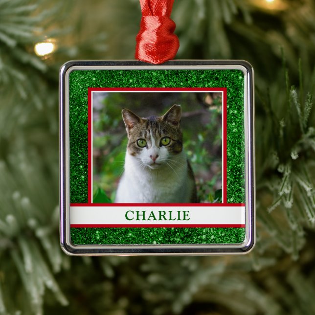 Cat Photo Metal Ornament (Tree)