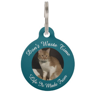 Cat Photo, Name, Text, Front & Back replaceable, Pet ID Tag