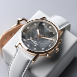 Cat Photo Personalized Watch<br><div class="desc">Cats leave paw prints in your heart.
Display your favorite cat photo with this beautiful personalized watch perfect for the World's Best Cat Mom/Dad.</div>