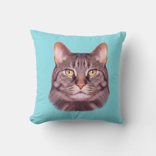 Cat Photo Portrait Throw Pillow