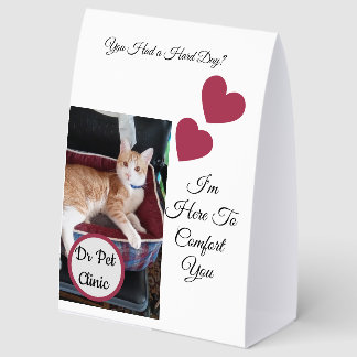 Cat Photo, Quotes Front and Back, Paw, Heart, Name Paper Table Tent