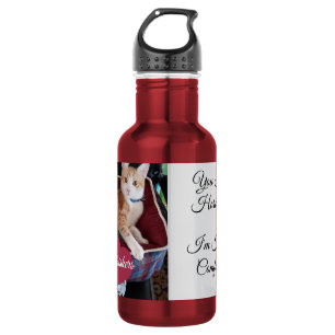 Cat Photo, Quotes, Heart, Name Stainless Steel Water Bottle