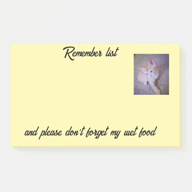 Cat Photo Remember List Post-It Notes (Front)