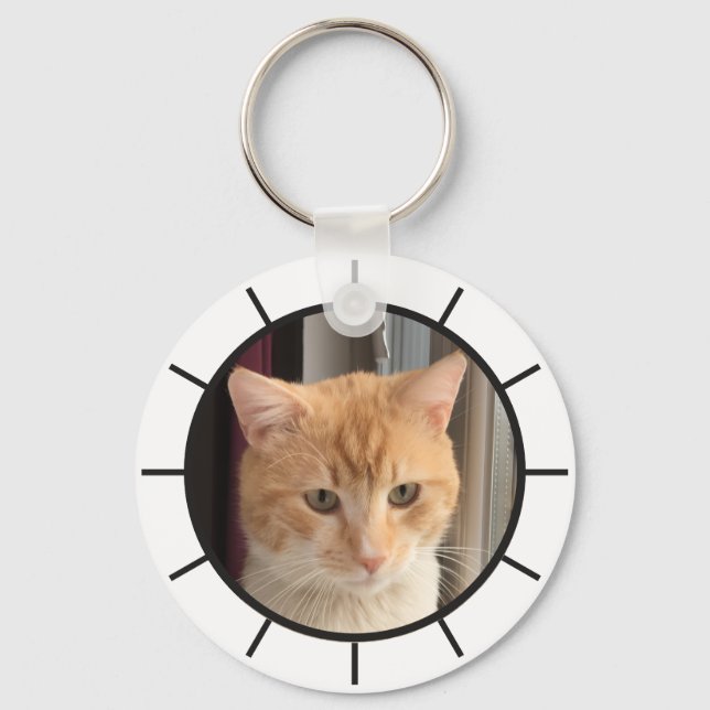 Cat Photo, replaceable, Funny  Keychain (Front)