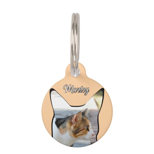 Cat photo shape pet ID tag (Front)
