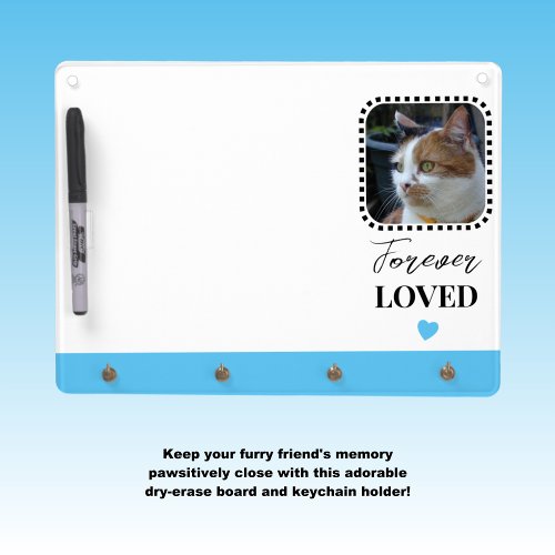 Cat Photo Sympathy Keepsake Pet Memorial blue Dry Erase Board With Keychain Holder