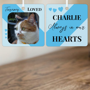Cat Photo Sympathy Keepsake Pet Memorial blue Metal Ornament