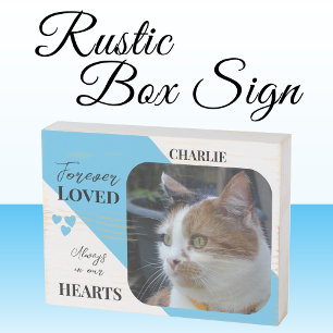Cat Photo Sympathy Keepsake Pet Memorial blue Wooden Box Sign