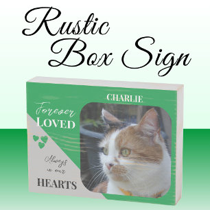 Cat Photo Sympathy Keepsake Pet Memorial green Wooden Box Sign