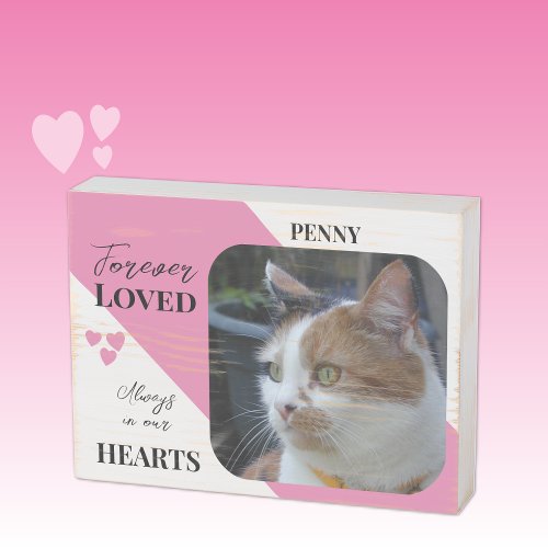 Cat Photo Sympathy Keepsake Pet Memorial pink Wooden Box Sign