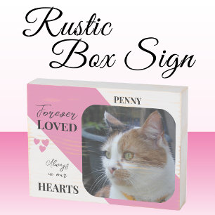Cat Photo Sympathy Keepsake Pet Memorial pink Wooden Box Sign