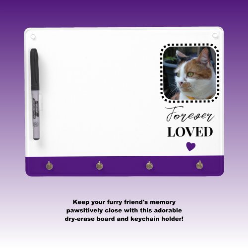 Cat Photo Sympathy Keepsake Pet Memorial purple Dry Erase Board With Keychain Holder