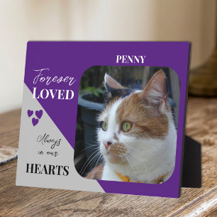 Cat Photo Sympathy Keepsake Pet Memorial purple Plaque